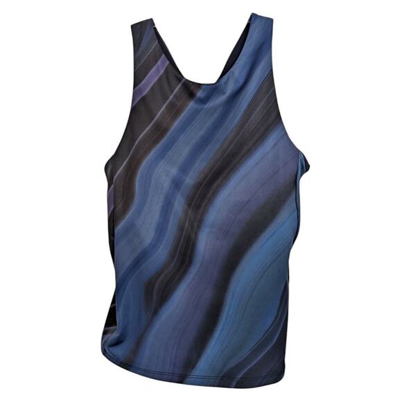 Athleta XS Blue Top Lightning Print Support Tank Racerback Built In Shelf Bra - Picture 1 of 7